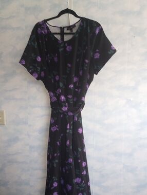 Lane Bryant Black Maxi Dress with Purple Floral Print